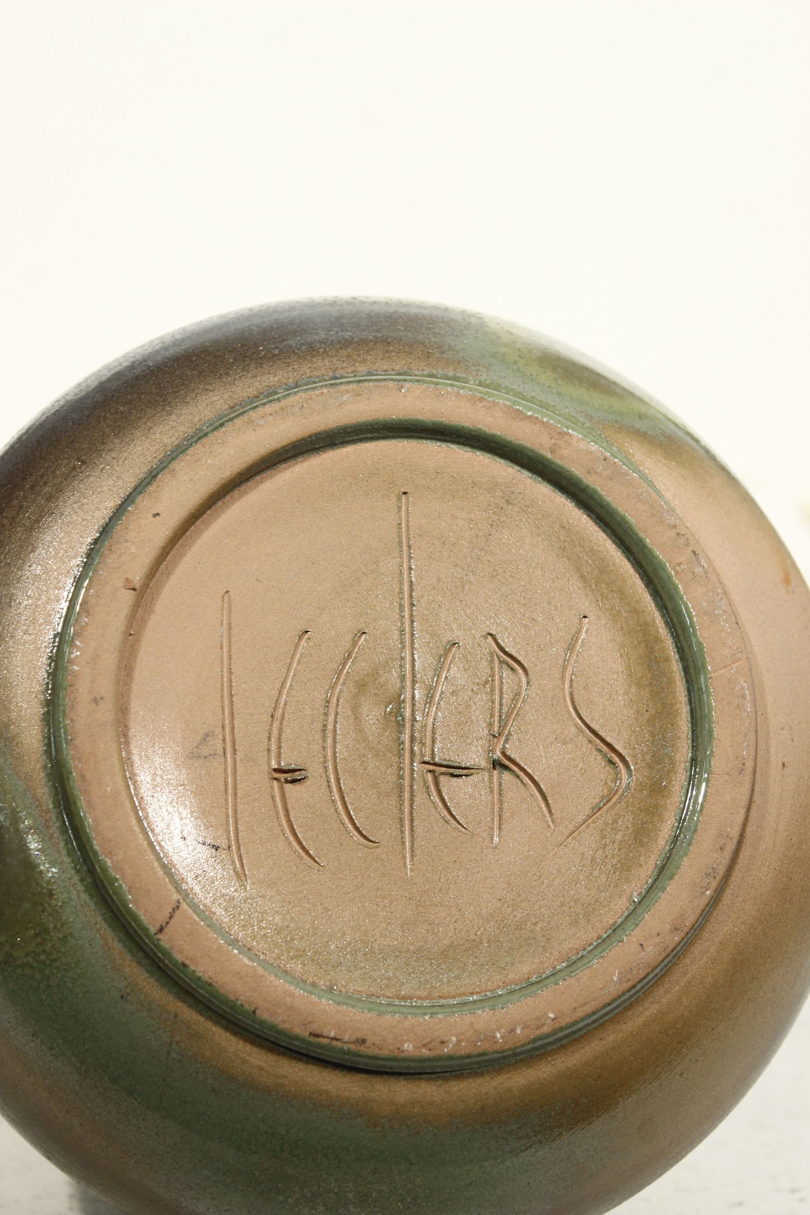 Pied de lampe figue vintage en céramique par Gilbert Leclers, Vallauris 1980s