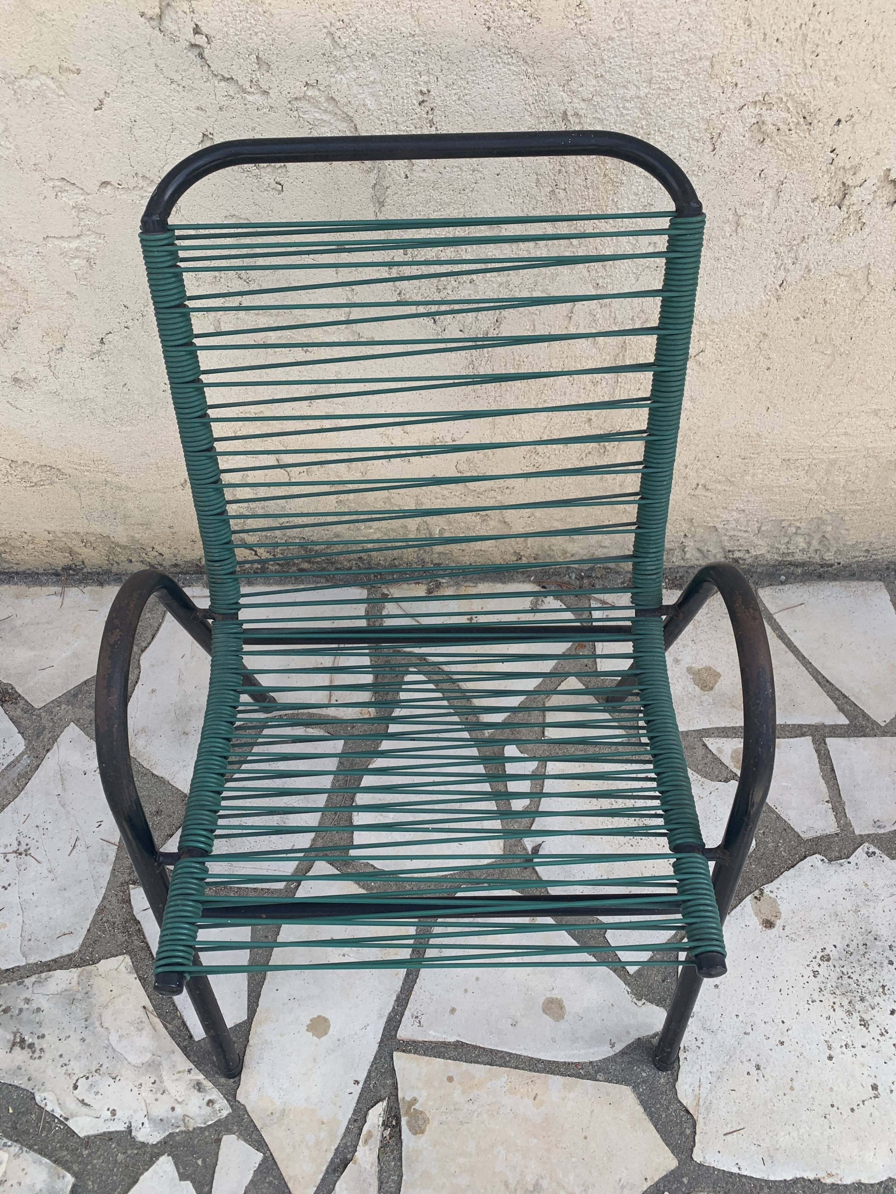 Pair of scoubidou armchairs