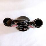 Vintage artisanal two-tone earthenware candle holder Vallauris France