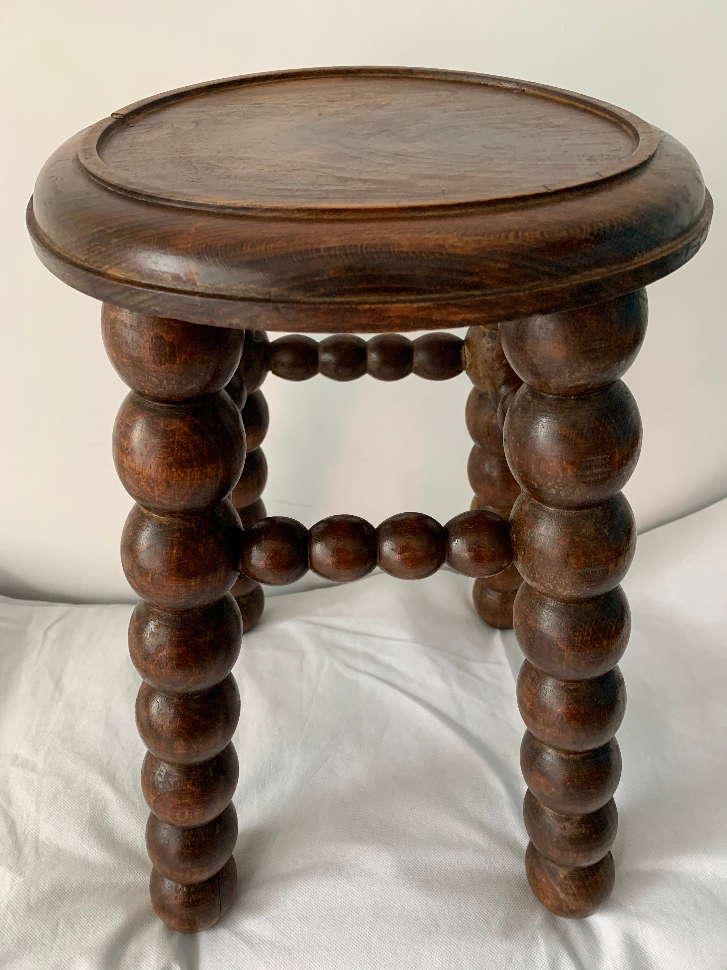 French turned wood stool 1950
