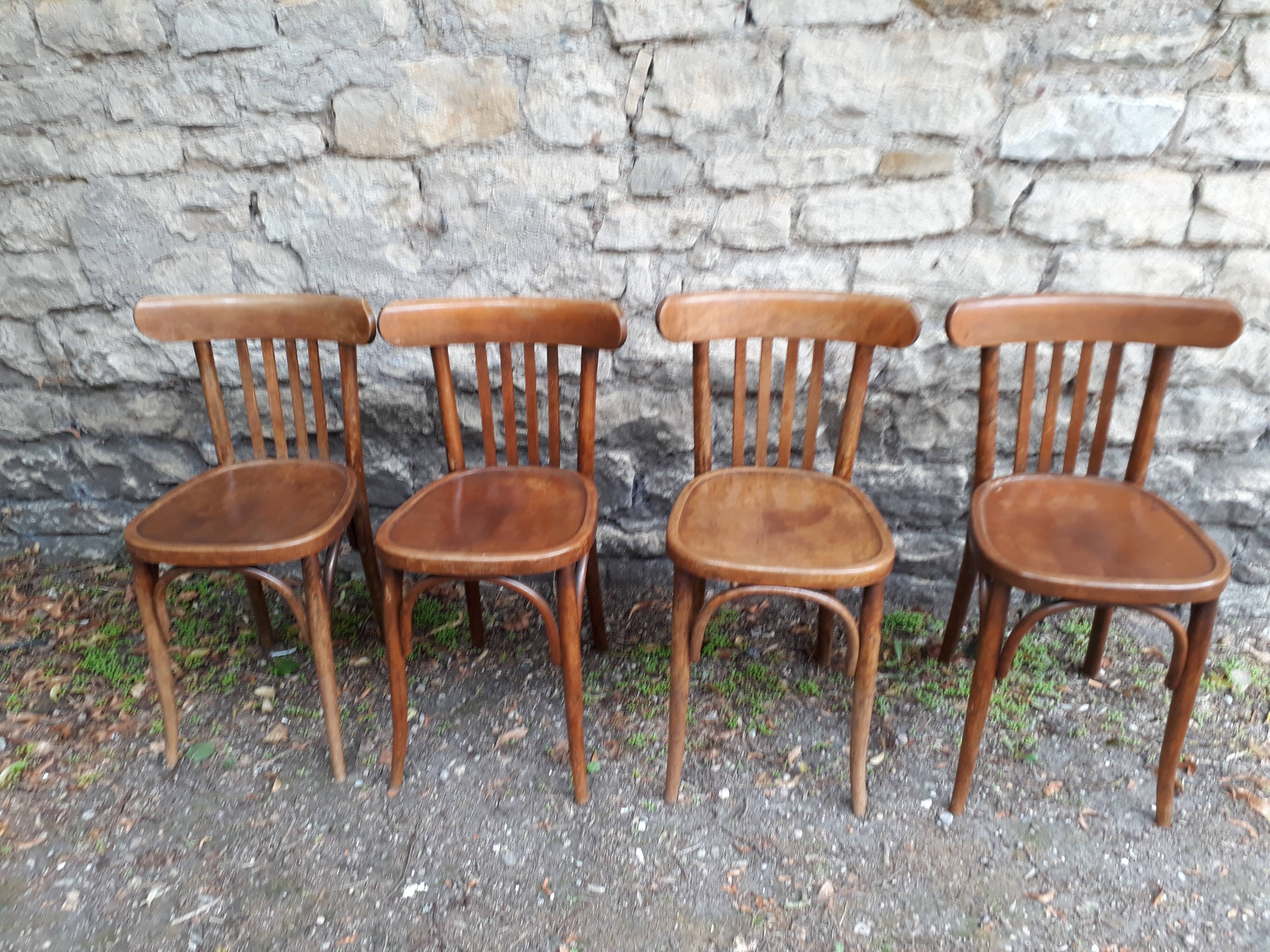 Series of 4 chairs bistro Mahieu 50s