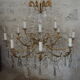Chandelier 12 lamps with grapevines in crystal, bronze and regulated