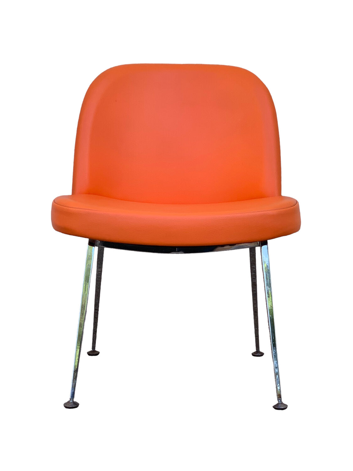 Chauffeuse vintage orange skaï et chrome 1970