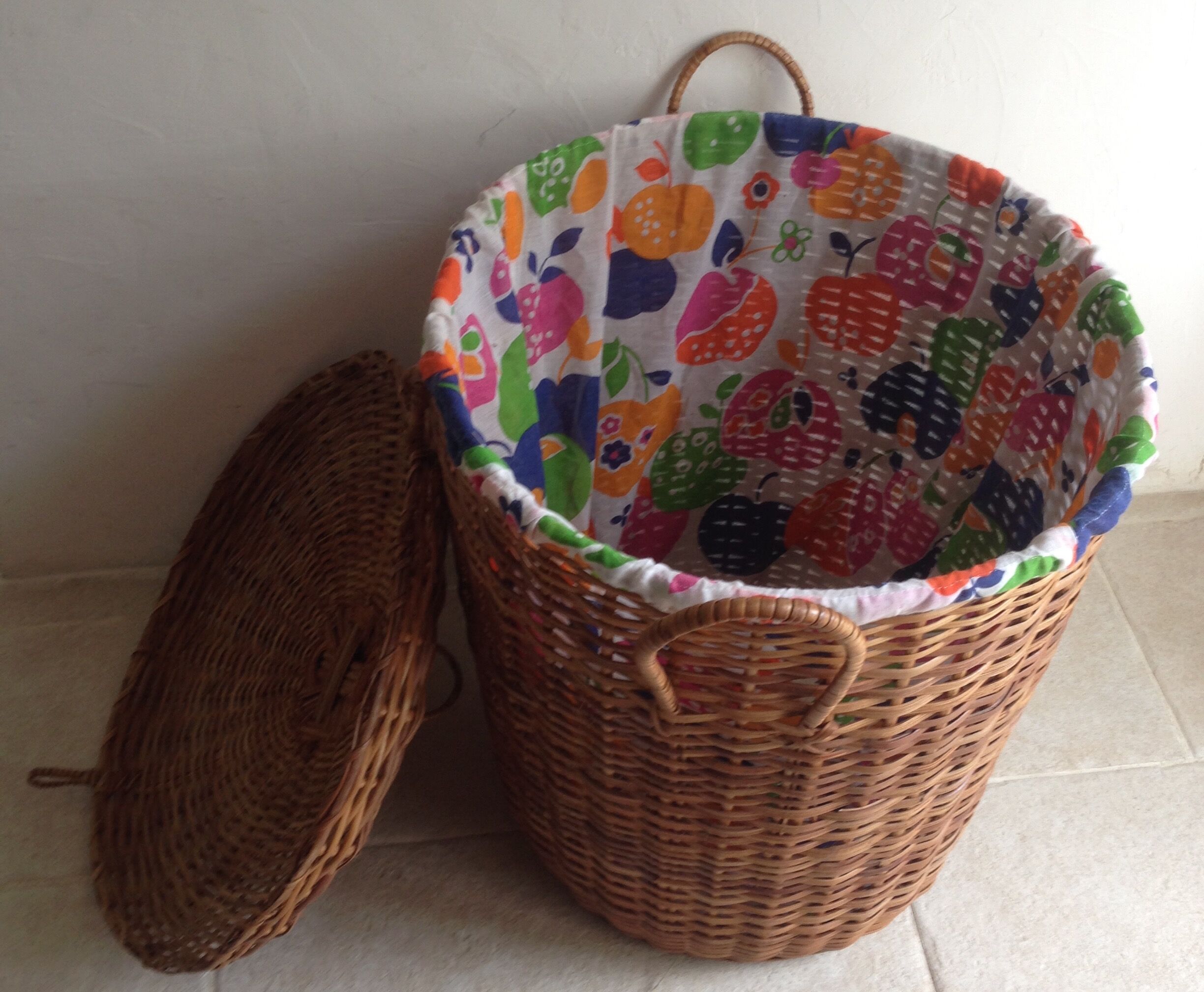 Vintage wicker laundry basket