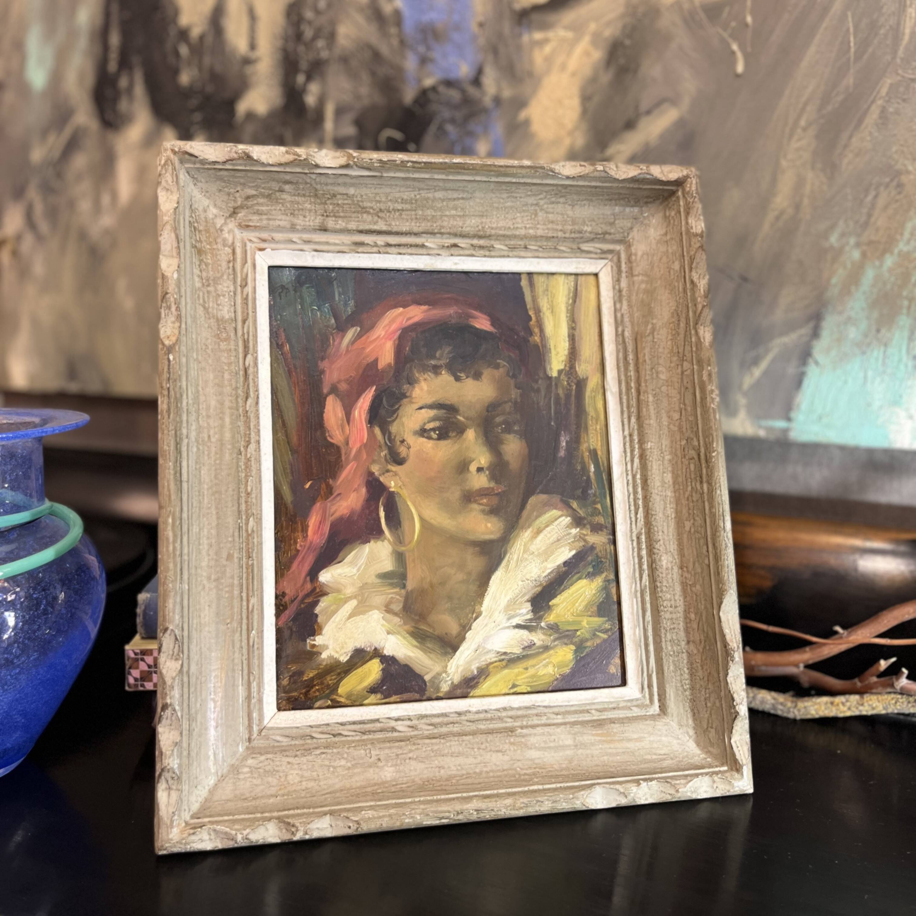 Óleo sobre tabla “Gitana”, 40’s - Francia