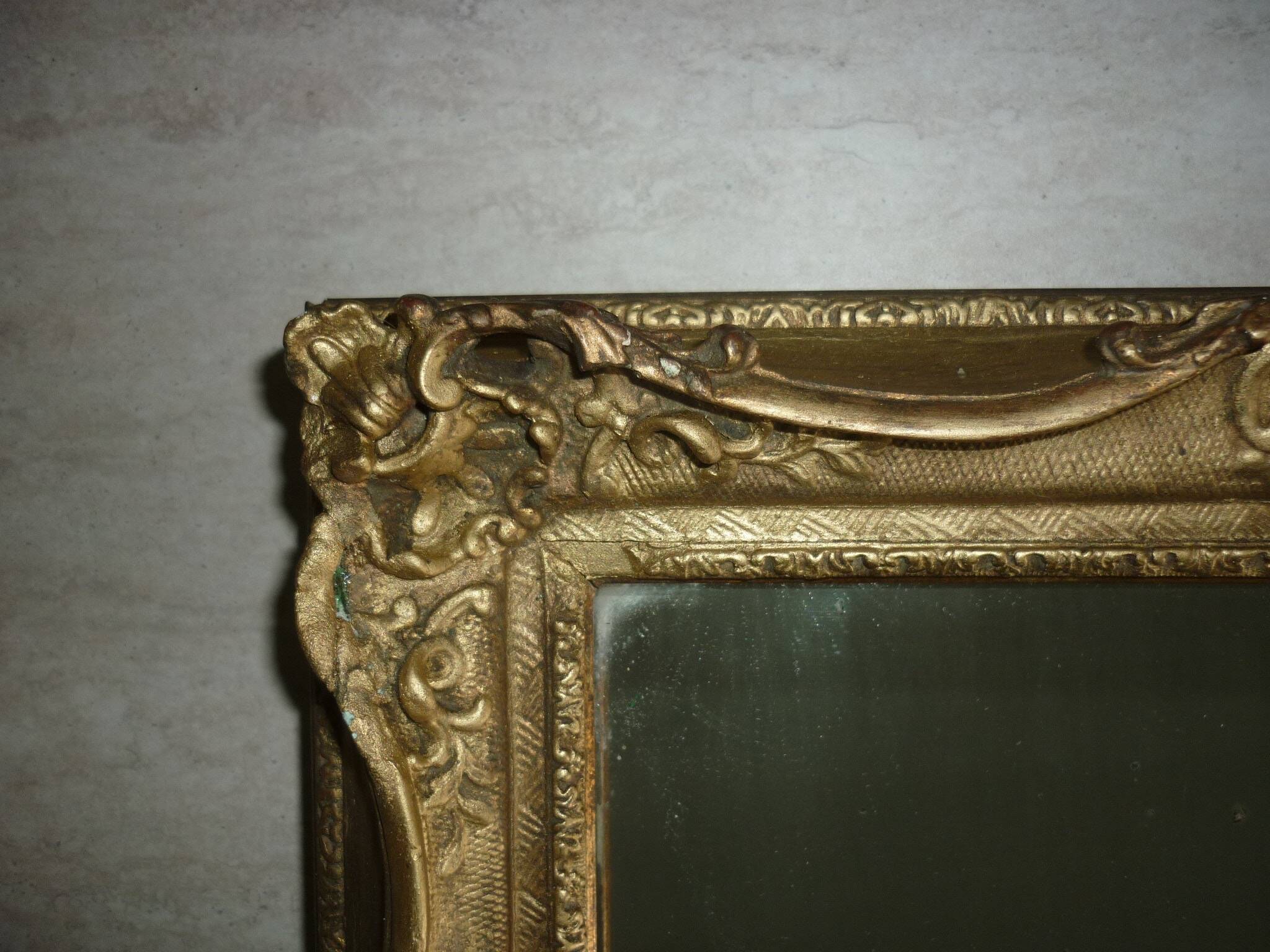 Wooden mirror and gilded stucco rocaille style 33x29