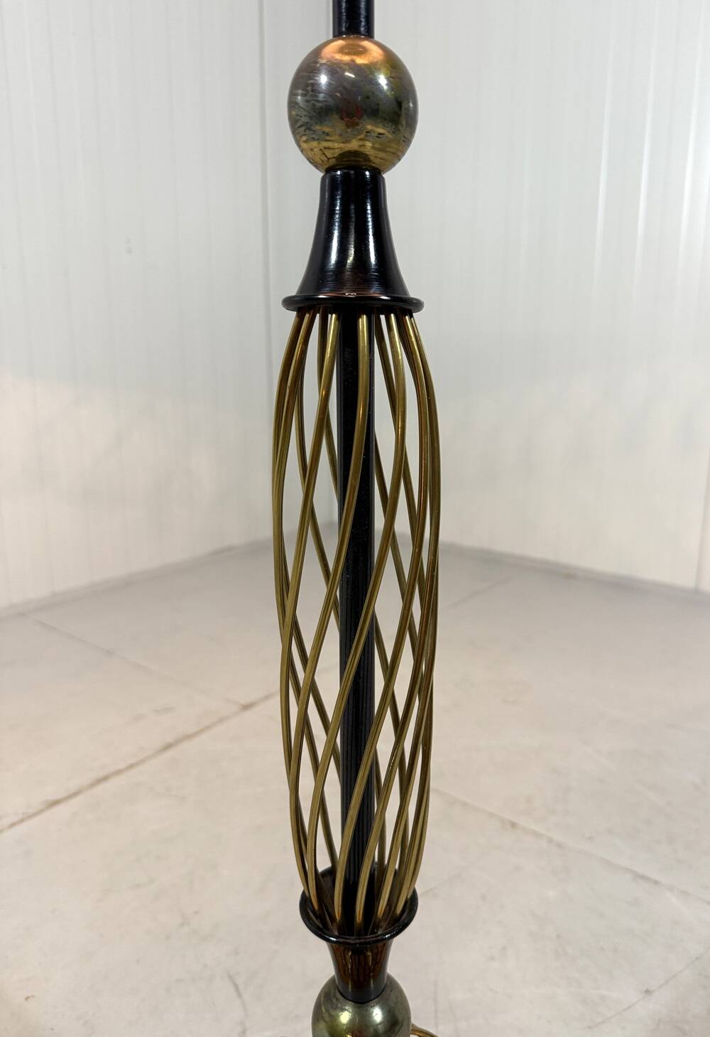Austrian brass floor lamp pleated lampshade 1940-50’s