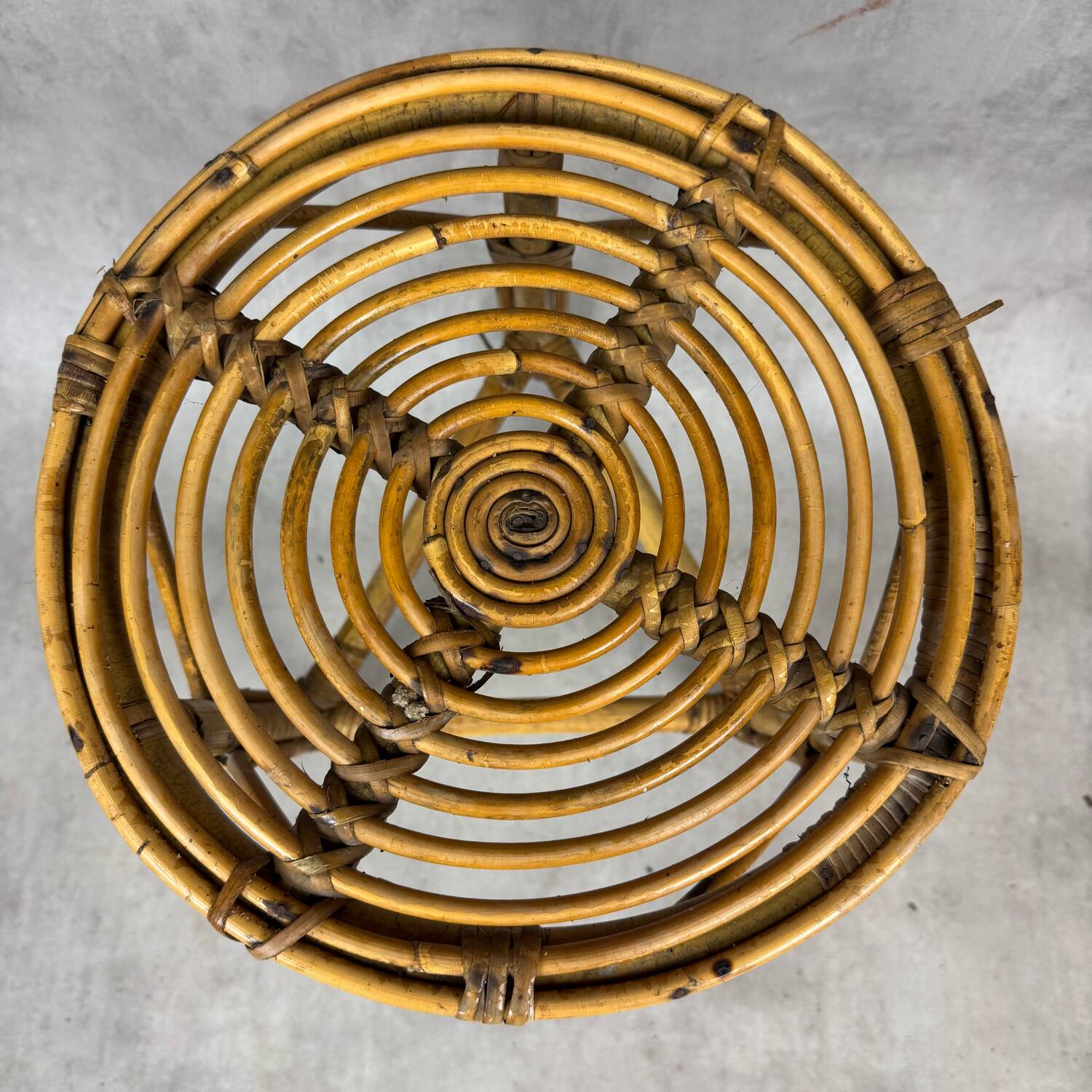 Round rattan stool from the 70s