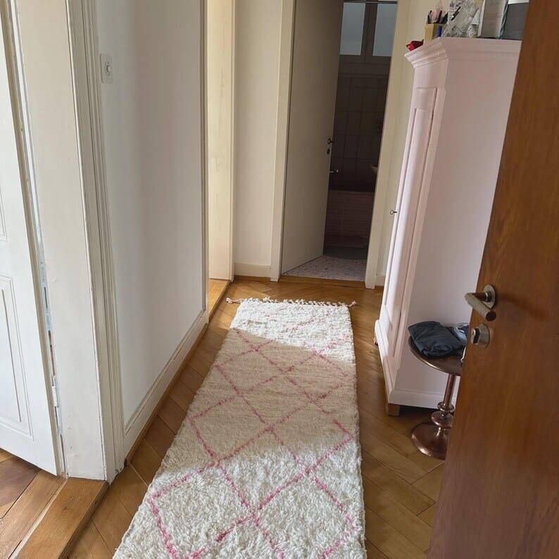 Handmade traditional beni ourain rug size 100 x 300 cm