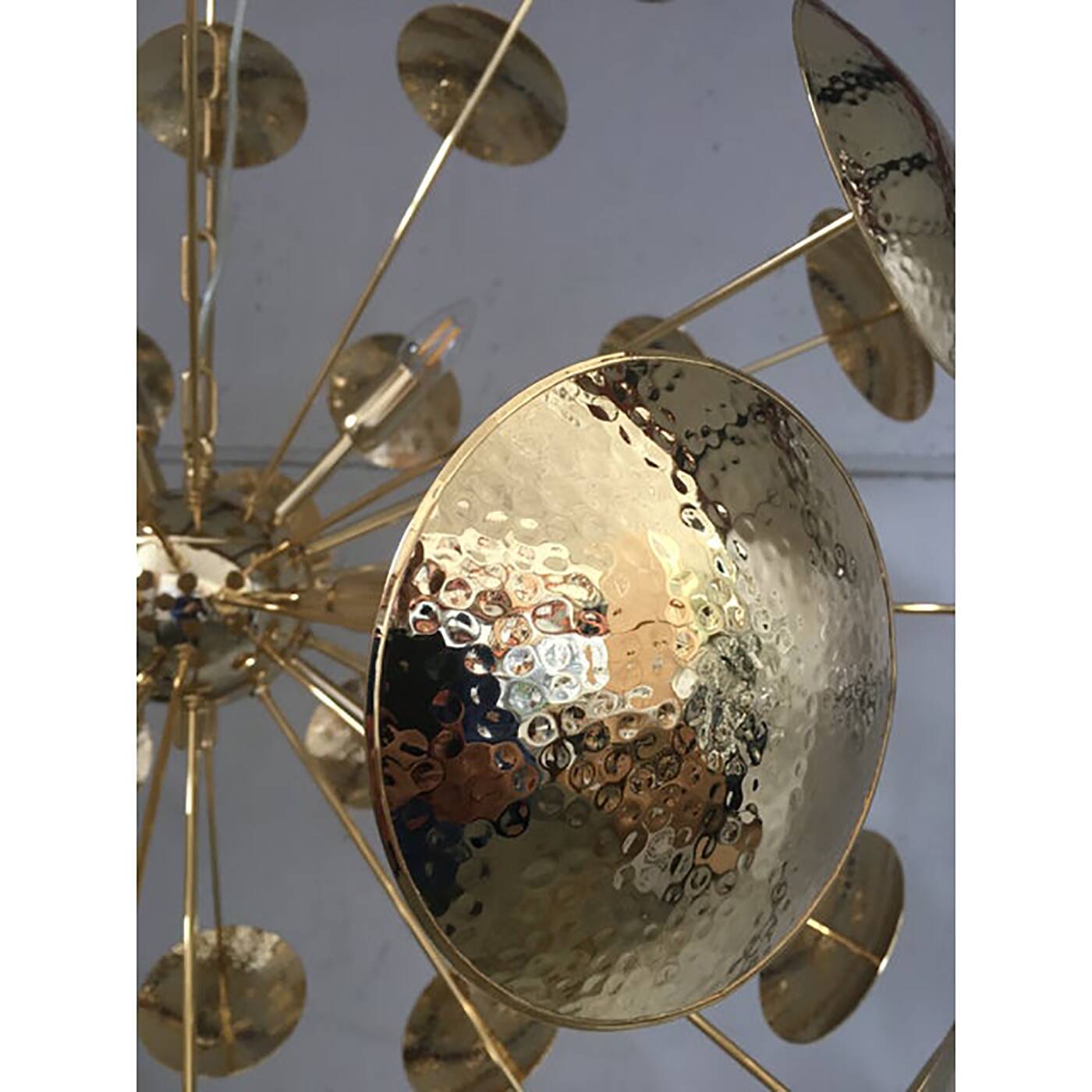 Handmade Hammered Sputnik Candlestick in Gold