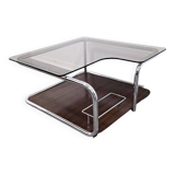Table basse bauhaus en noyer des années 1970