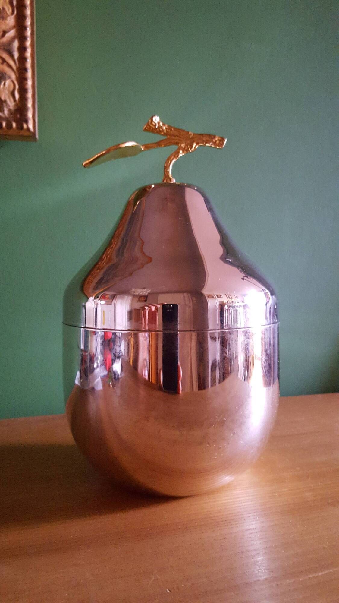 Vintage pear ice bucket in silver plated metal (silver plate)