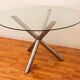 Table de salle à manger italienne ronde en verre fumé et acier chromé, années 1970