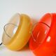 Orange opaline pendant light with metal arch, Design, 1970