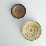 2 bols de collection scandinaves en grès émaillé marron par G. Borg