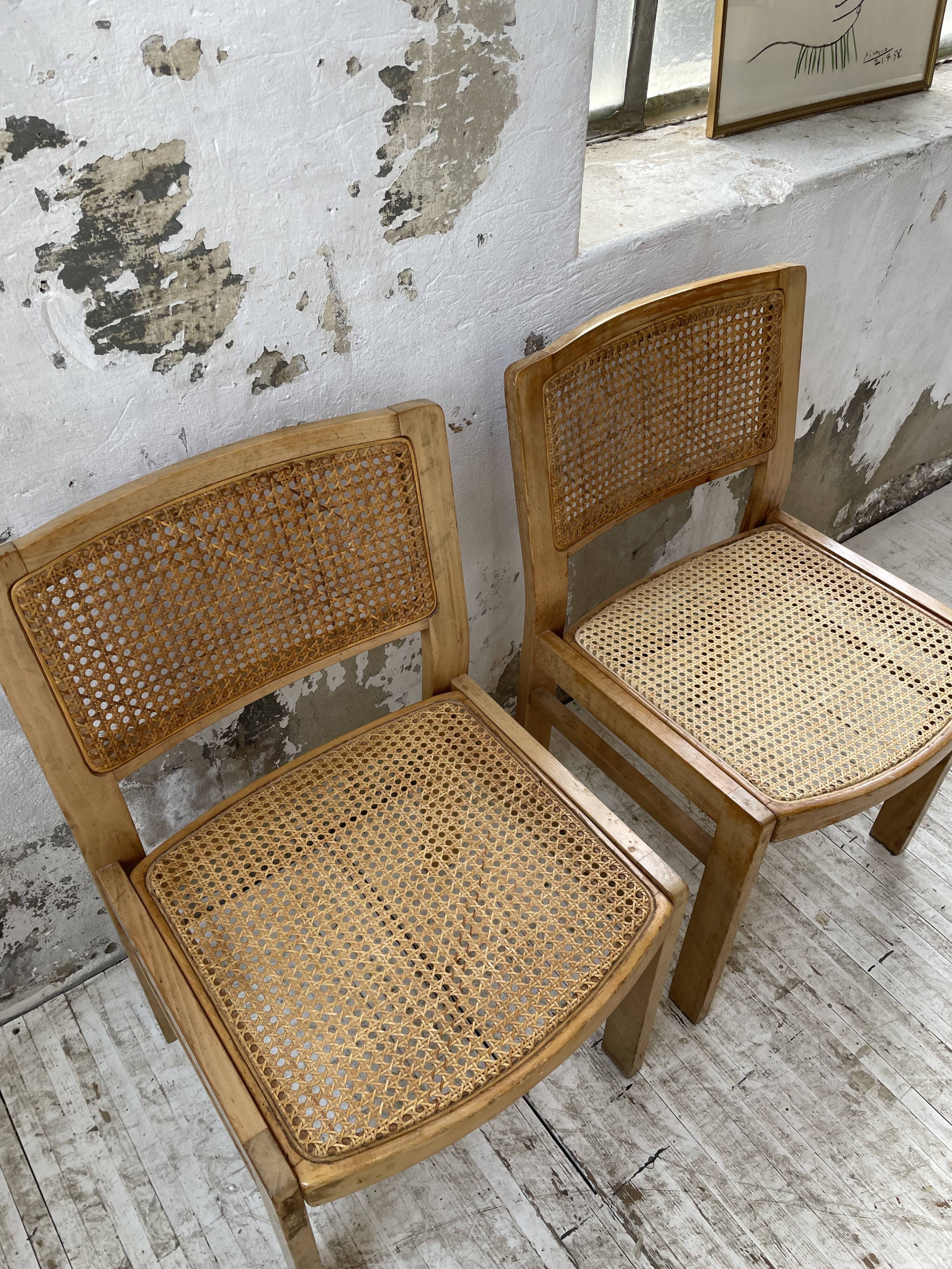 Pair of Baumann chairs beech and cannage