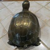 Tortue en laiton xxe patine dorée