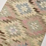 3x10 Pink & Cream Vintage Kilim Runner Rug, 81x306Cm
