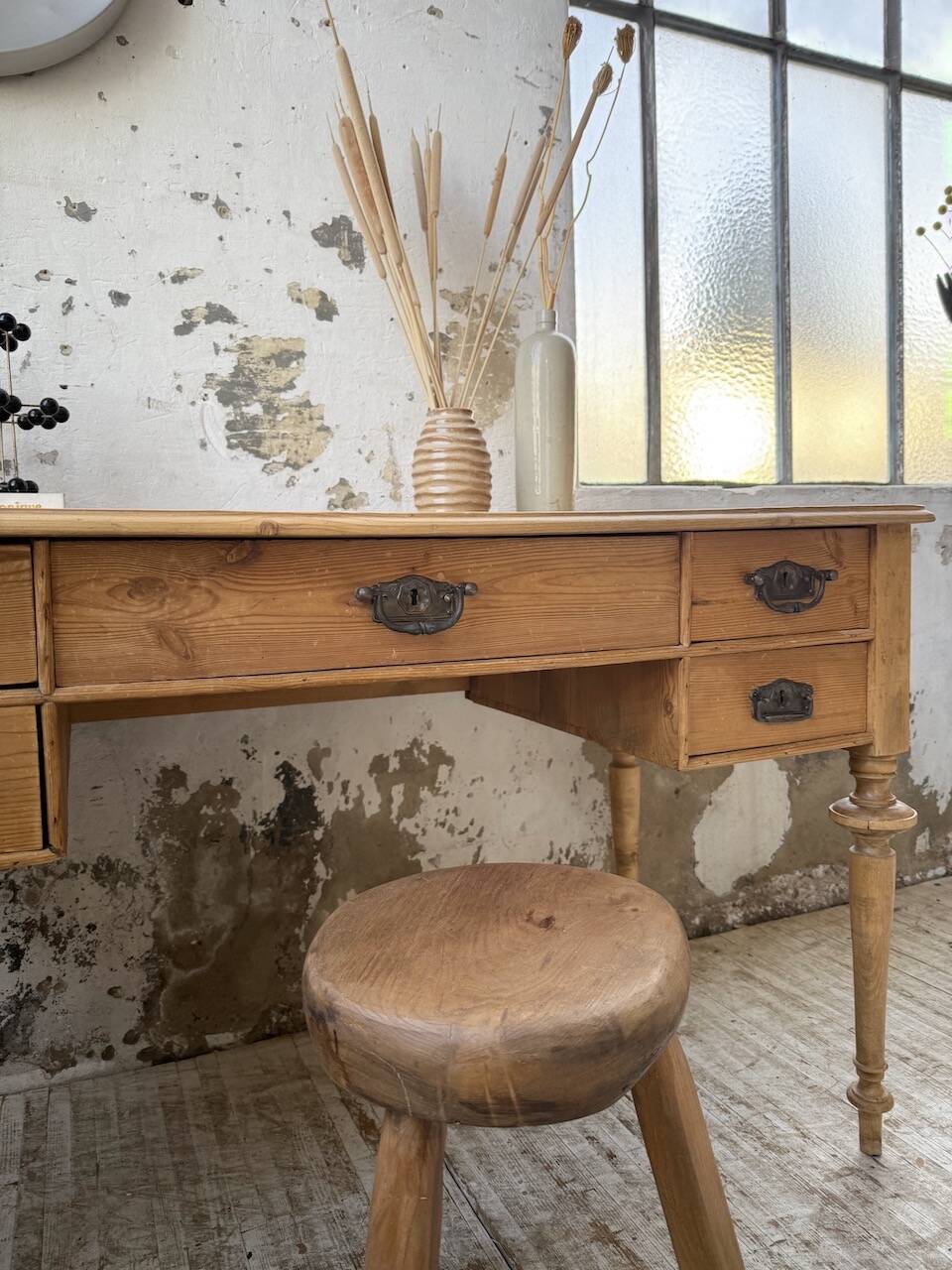 Blonde walnut desk and pine top 1900