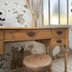 Blonde walnut desk and pine top 1900