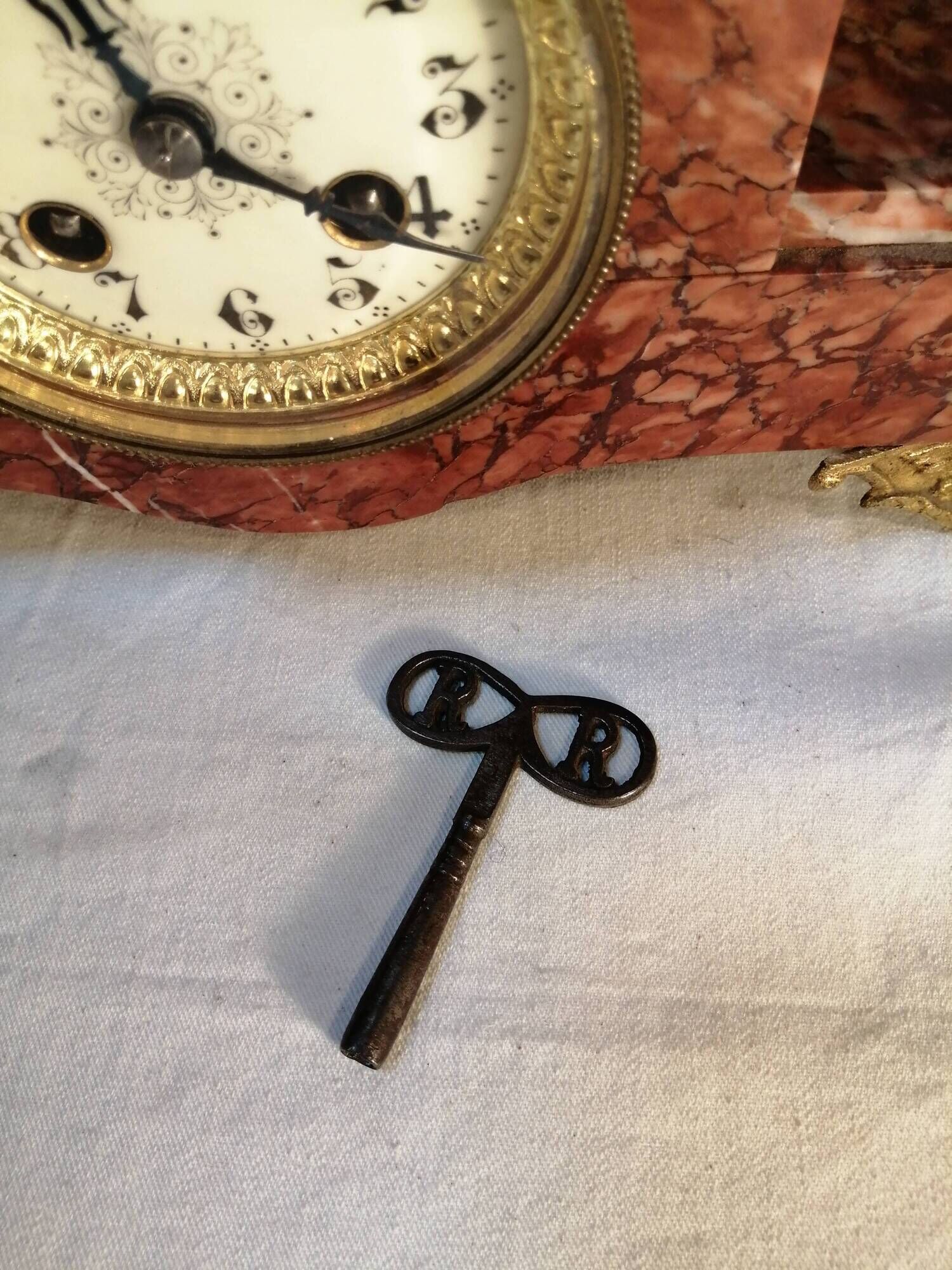 Marble and regulating fireplace trim - 1900s - Signed Charles Ruchot