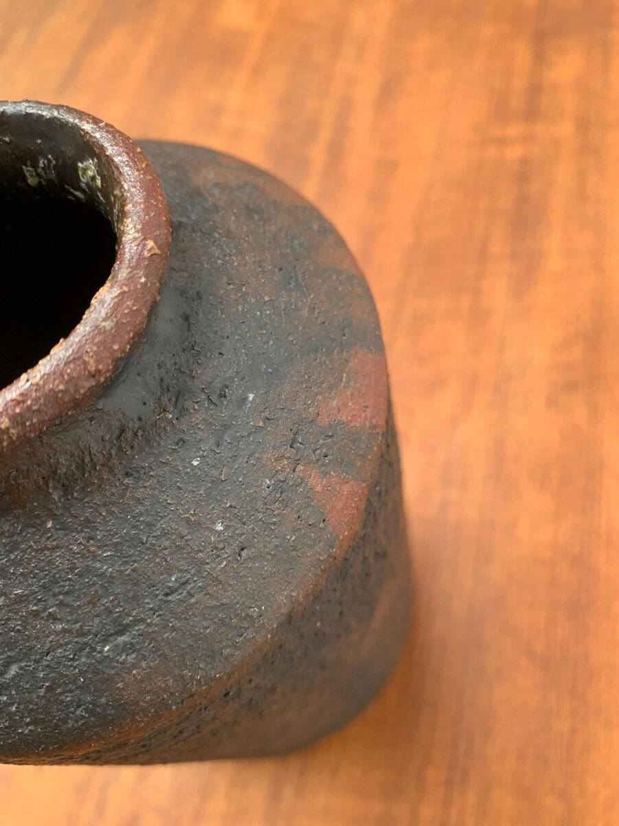 Brutalist vase from the mid-century German studio pottery by Gerhard Liebenthron, 1974.