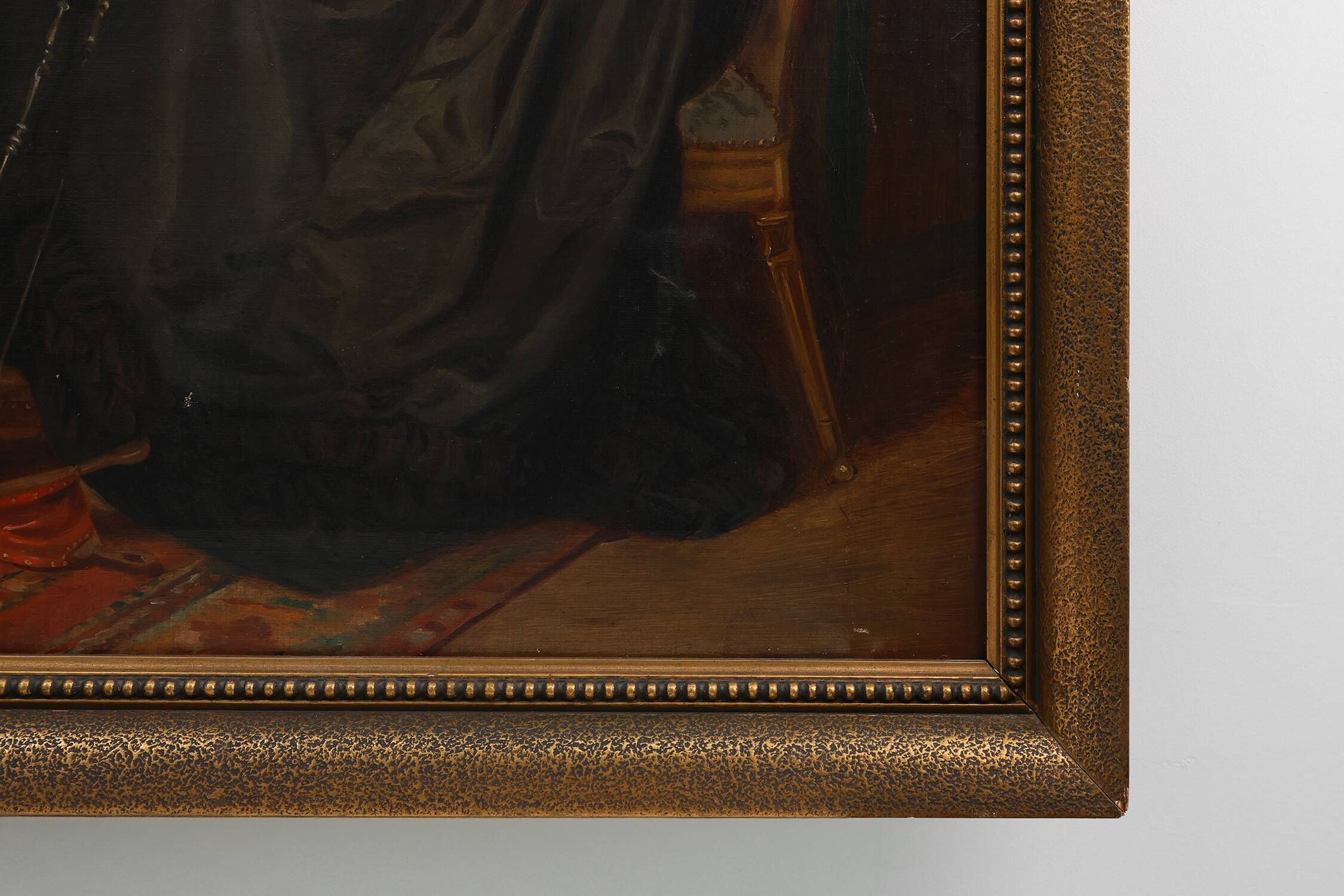 19th-Century French Baroque Interior Scene Painting