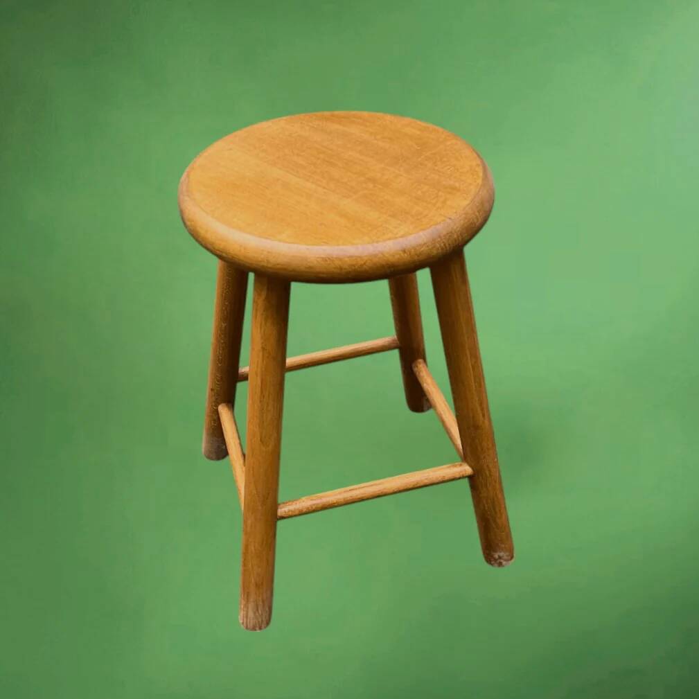 Vintage solid wood stool – 4 legs – Scandinavian style