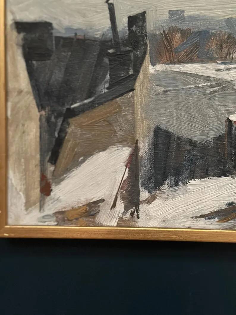 Original Dutch Oil on Canvas – “Rooftops” by Adrian van Arkel (1924–2006)
