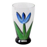 Gobelet en verre à eau Fleur de Tulipe Bleue Kosta Boda par Ulrica Hydman Vallien / Suède