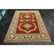 1970s Vintage Turkish Oushak Handmade Wool Cotton Orange Area Rug 173x230