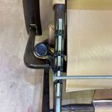 Colonial style leather armchair and ottoman