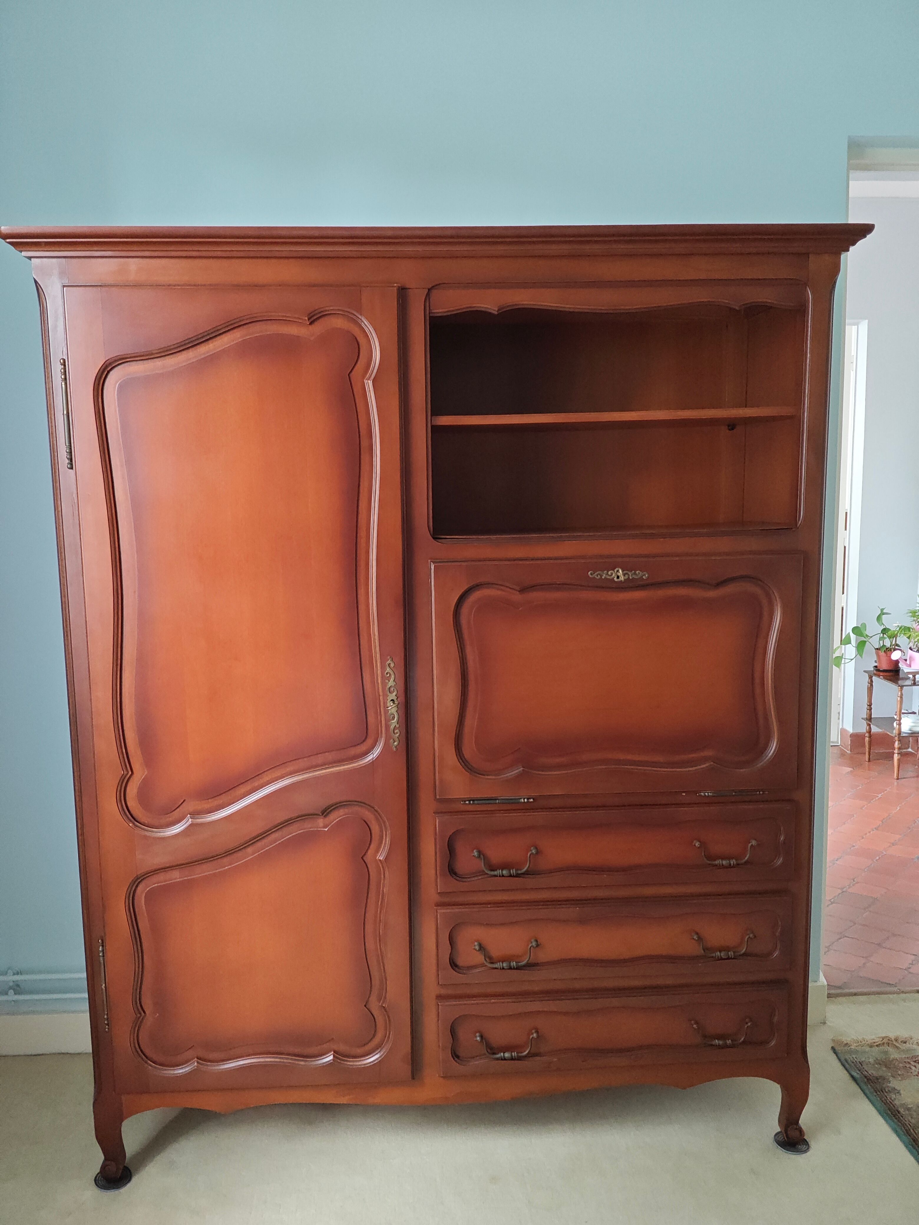 Cherry wood secretary wardrobe