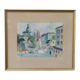 Jack Eichborn, Swedish Modern Cityscape, 1960s, Watercolor.