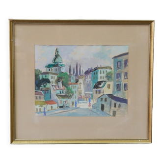 Jack Eichborn, Swedish Modern Cityscape, 1960s, Watercolor.