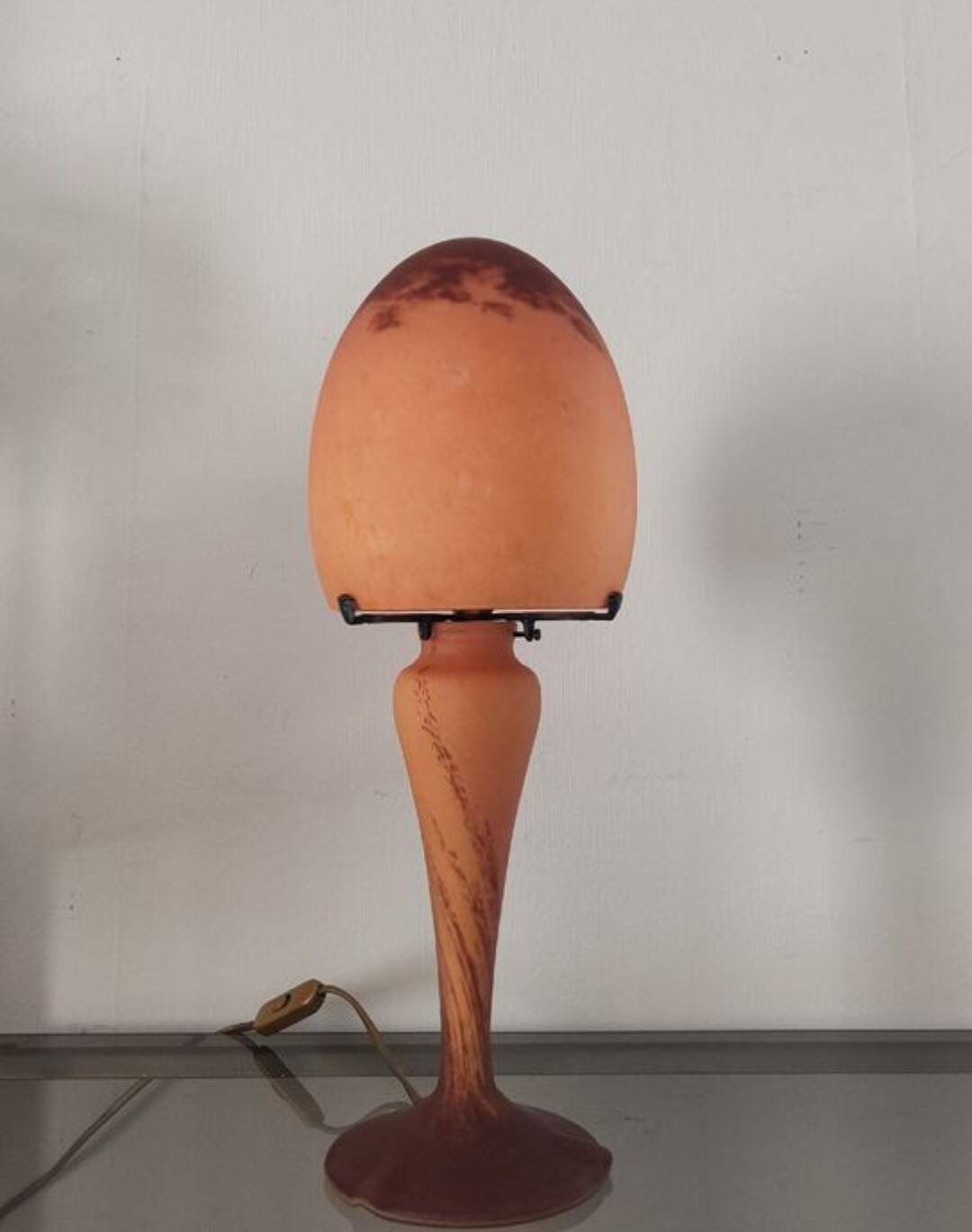 Vintage mushroom lamp glass paste signed art de France 1970