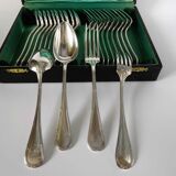 Set of 24 dessert cutlery in silver metal