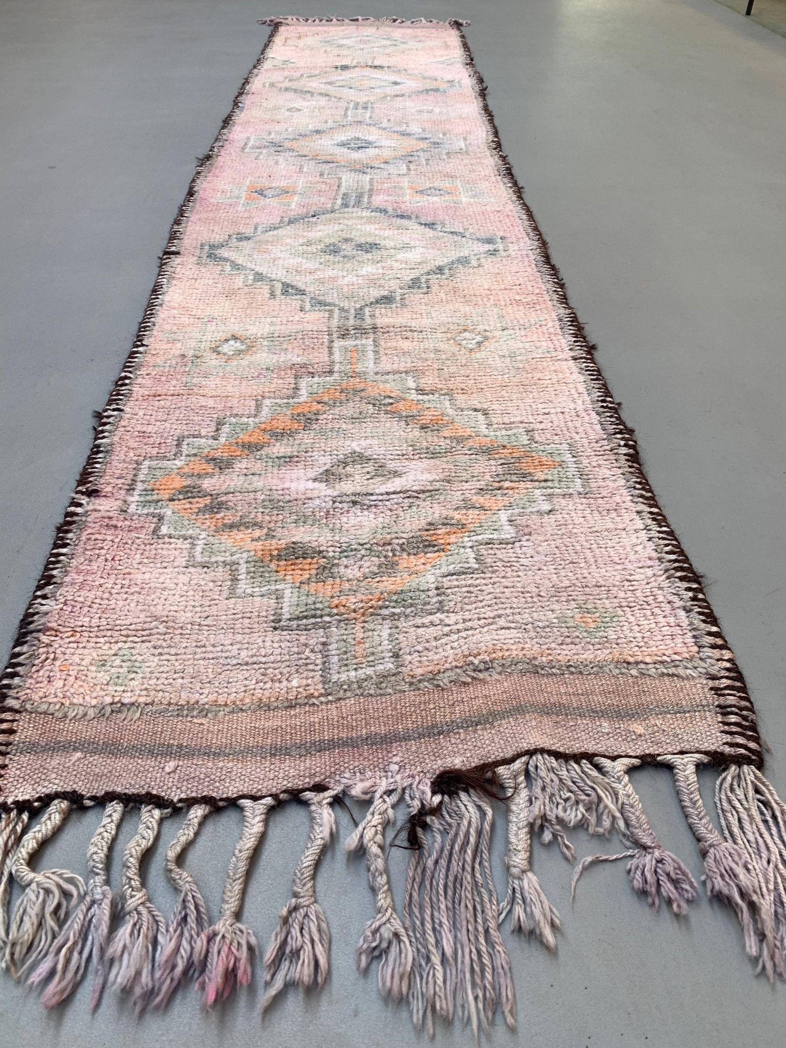 Vintage Turkish  Tribal Runner 460x83 cm veg dye wool rug tribal, handmade