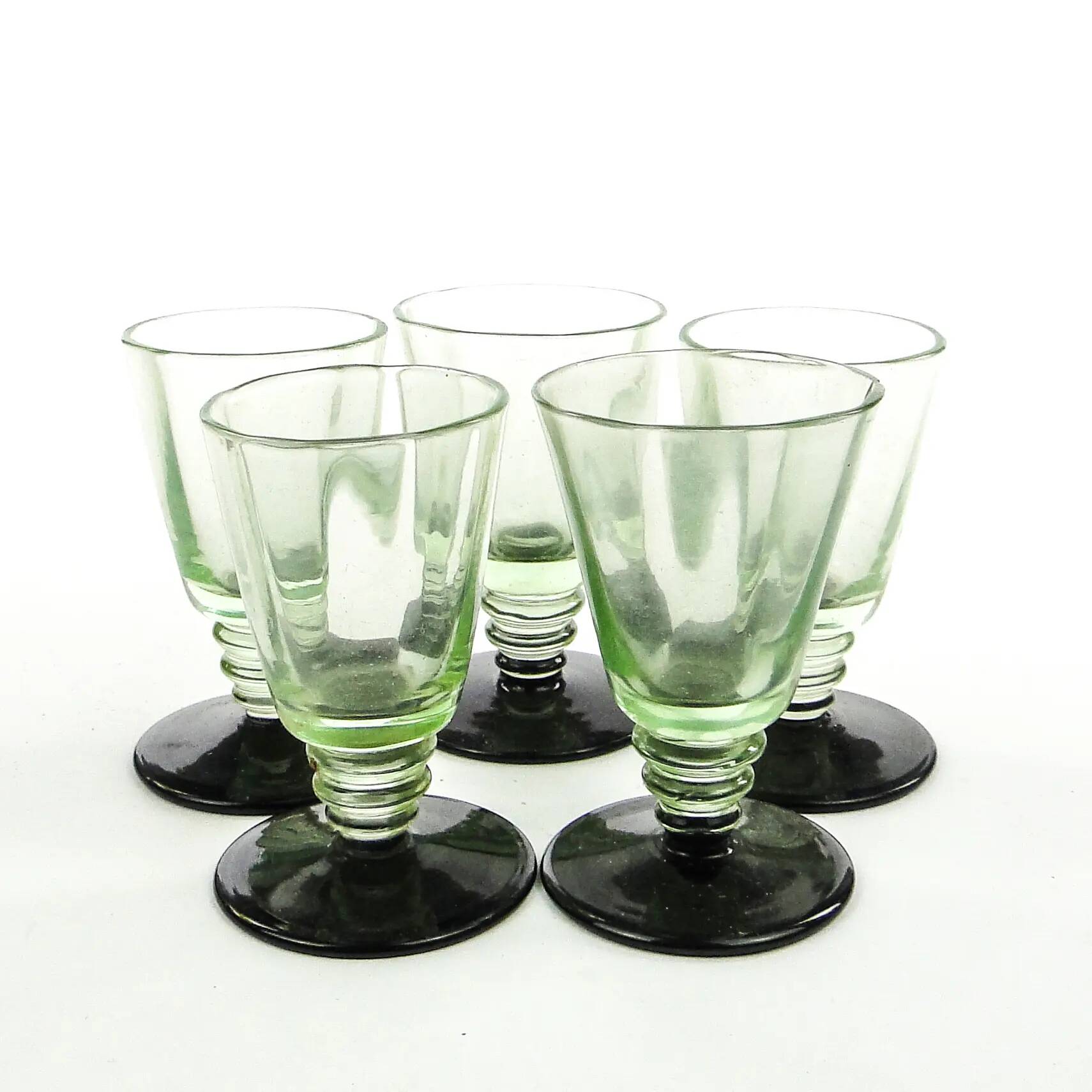 Ensemble de cinq verres, Art Déco, verre, Pologne, années 1930