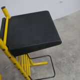 Paire de tabouret de bar italien ajustables jaune laqué et noir