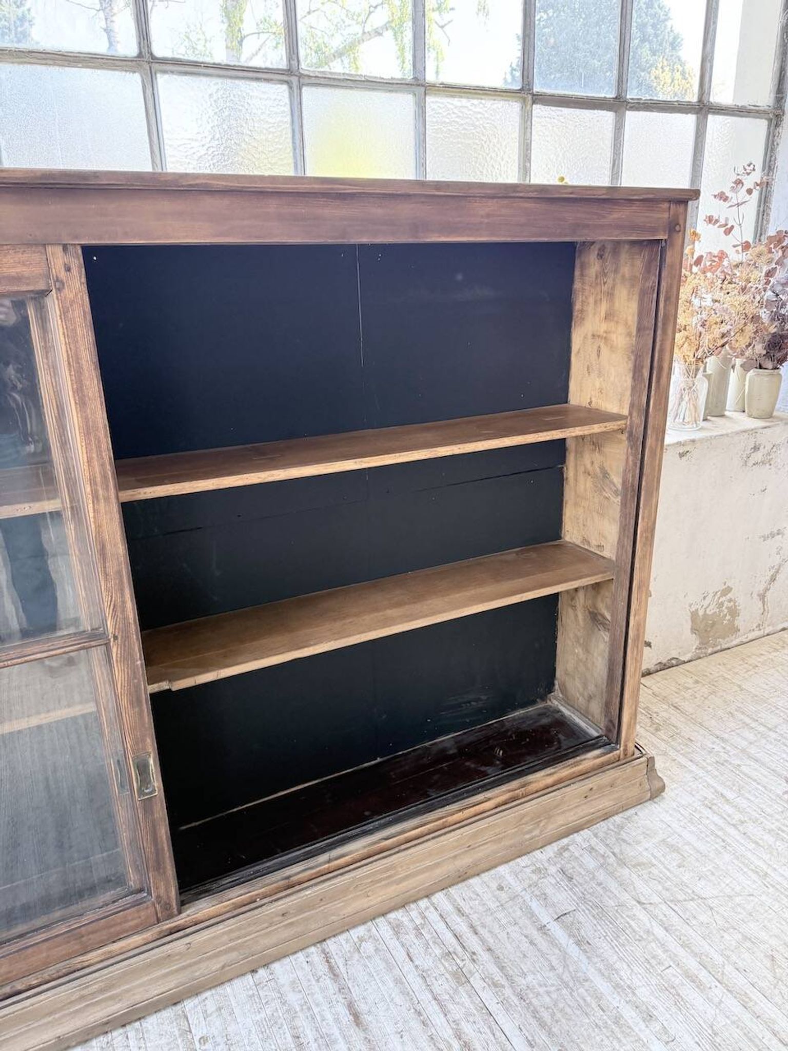XXL industrial sideboard with glass doors