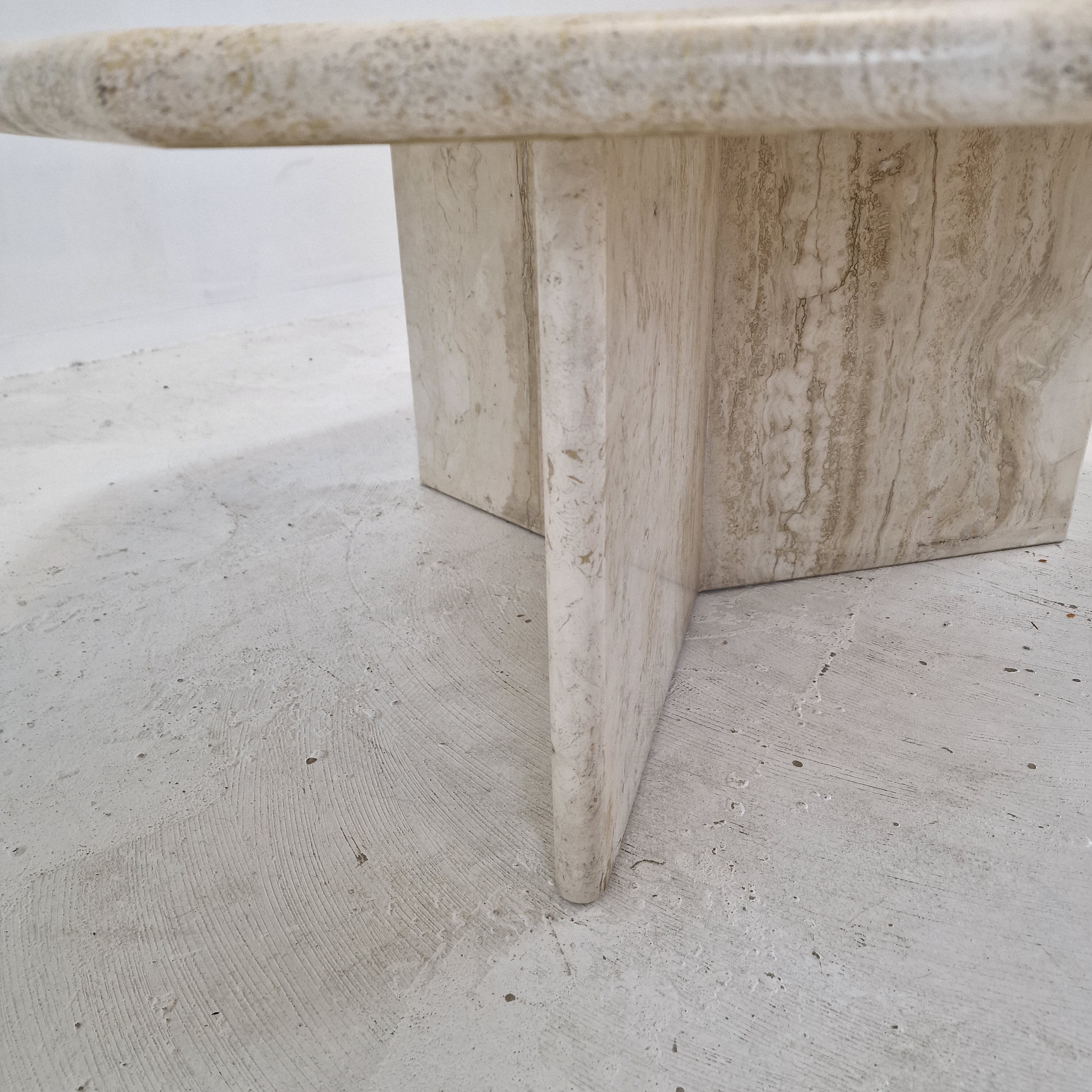 Italian octagon coffee table in travertine, 1980s