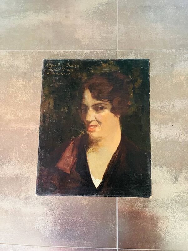 Charles henri gaston Dagnac-Riviere portrait impressionniste huile sur toile
