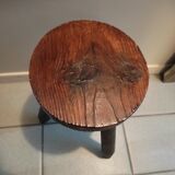 Solid wood stool legs varnished tripod patinated