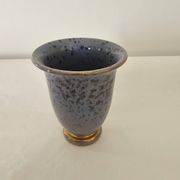 Blue ceramic vase signed (Signature to be identified) Height 12cm
