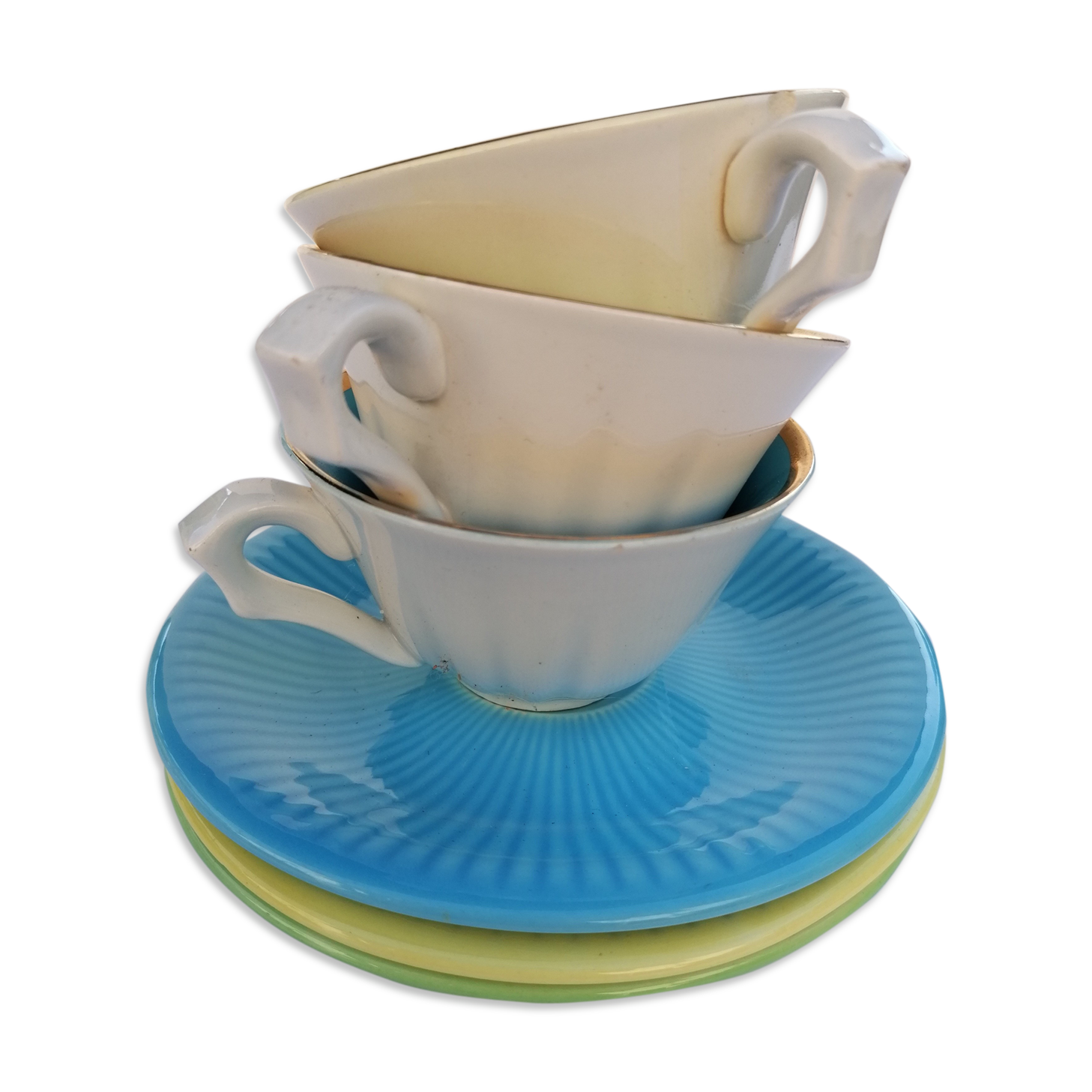 Trio of earthenware cups, Salins, ultra vitamin / 60s