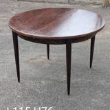 Extendable rosewood dining table with butterfly leaf, vintage Scandinavian