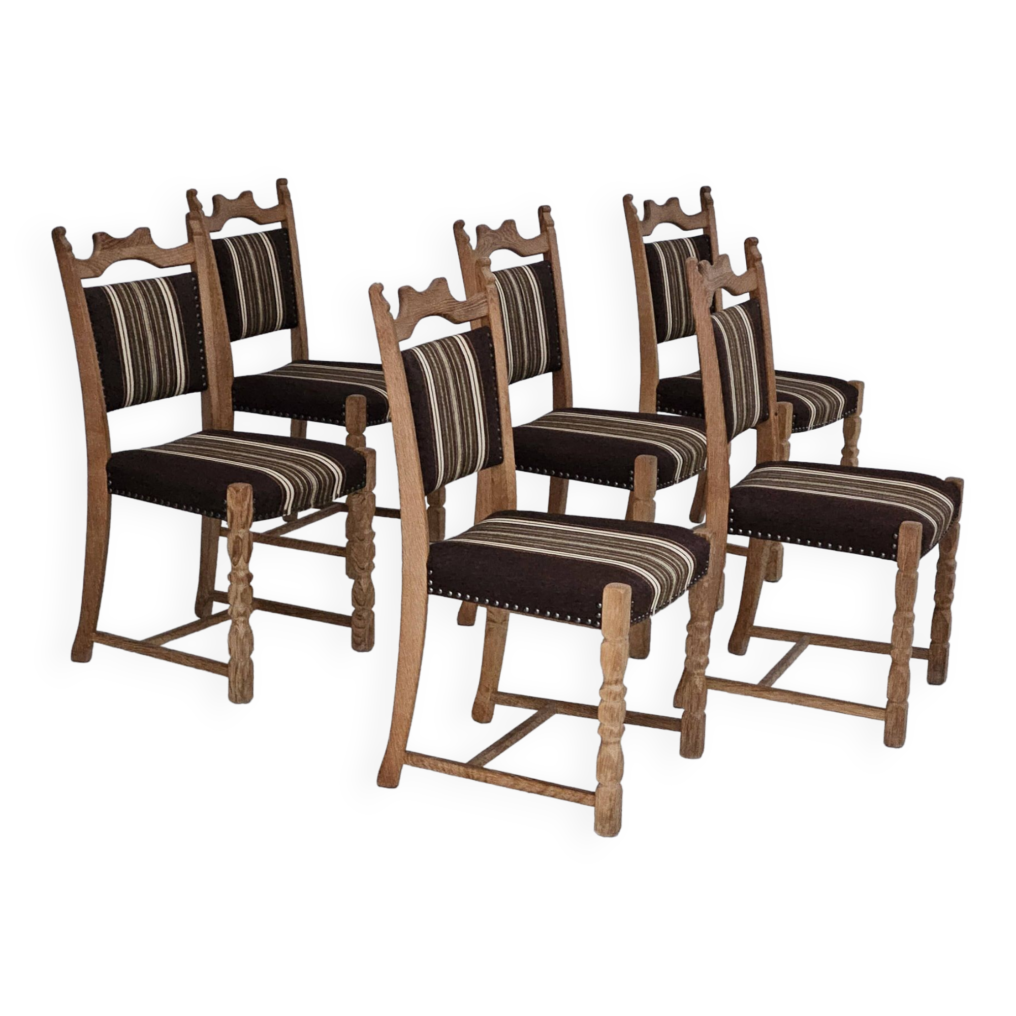 1970s, set 6 pcs of Danish dinning chairs, original very good condition, oak wood.