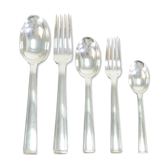 Art deco Ravinet Denfer silver plated metal cutlery set polo shirt 61 pieces