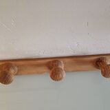 Vintage three-headed wooden coat rack from the 60s and 70s